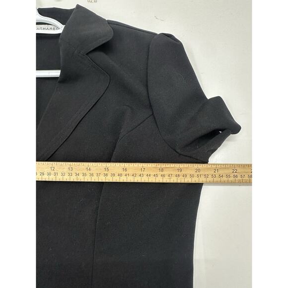 Sag Harbor Womens Blazer Size 14 Black Stretch Two Button Up Short Sleeve - Picture 8 of 11